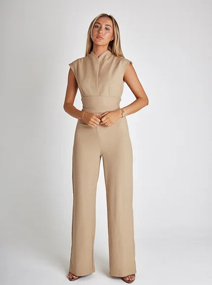 Olivette - Sleeveless jumpsuit with belt and wide legs
