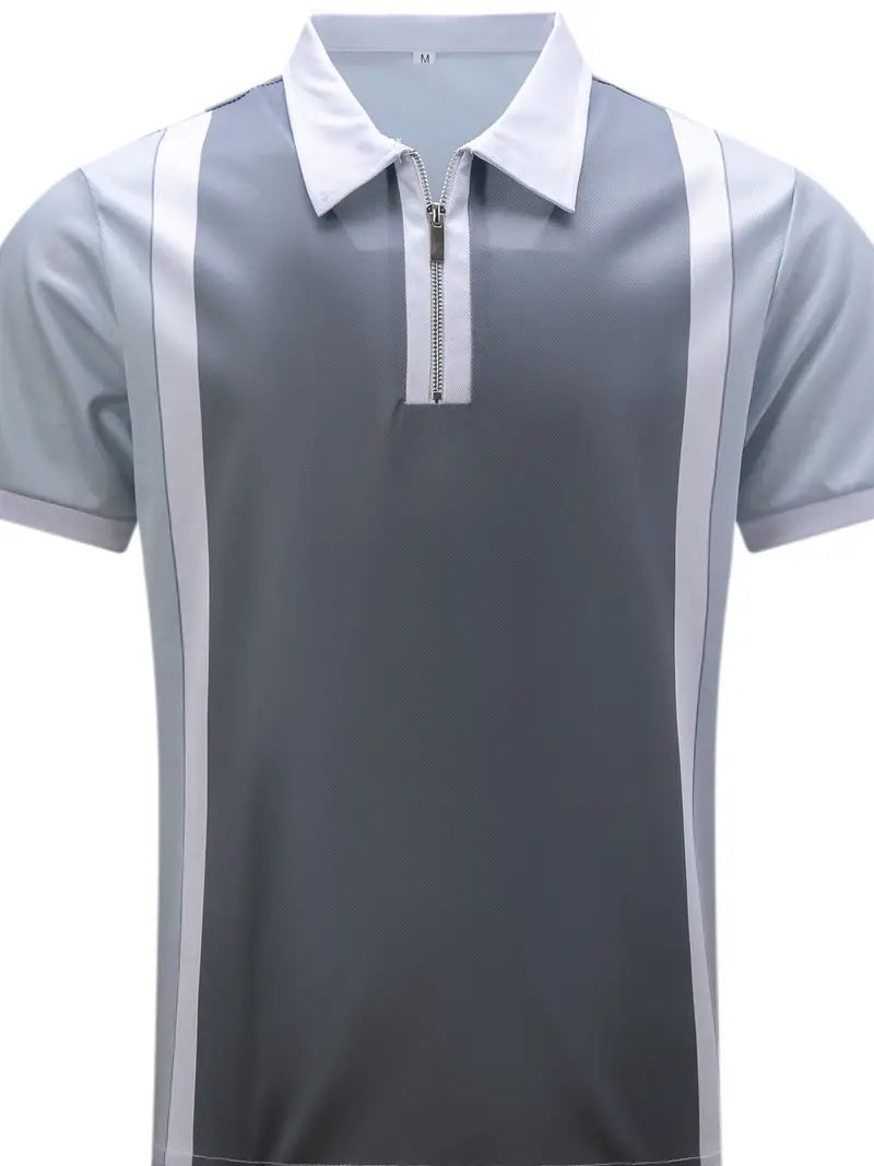 Men's Polo Shirt – Slim Fit – Short Zipper – Stretchable and Breathable Fabric