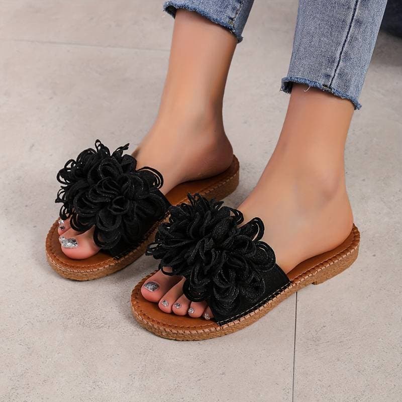 Women's Sandals - Flat Sole - Floral Detail - Comfort & Style for Everyday