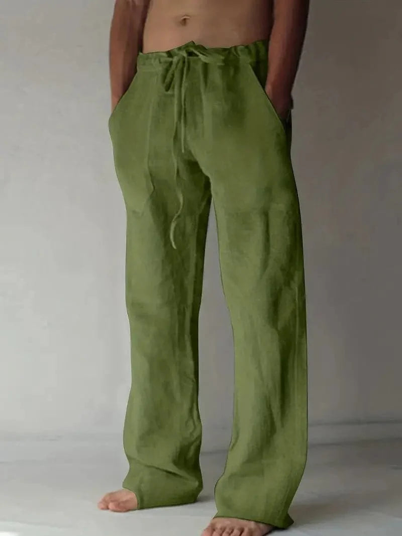 Men's Trousers - Loose Fit - Drawstring Waist - Light and Breathable Linen Blend
