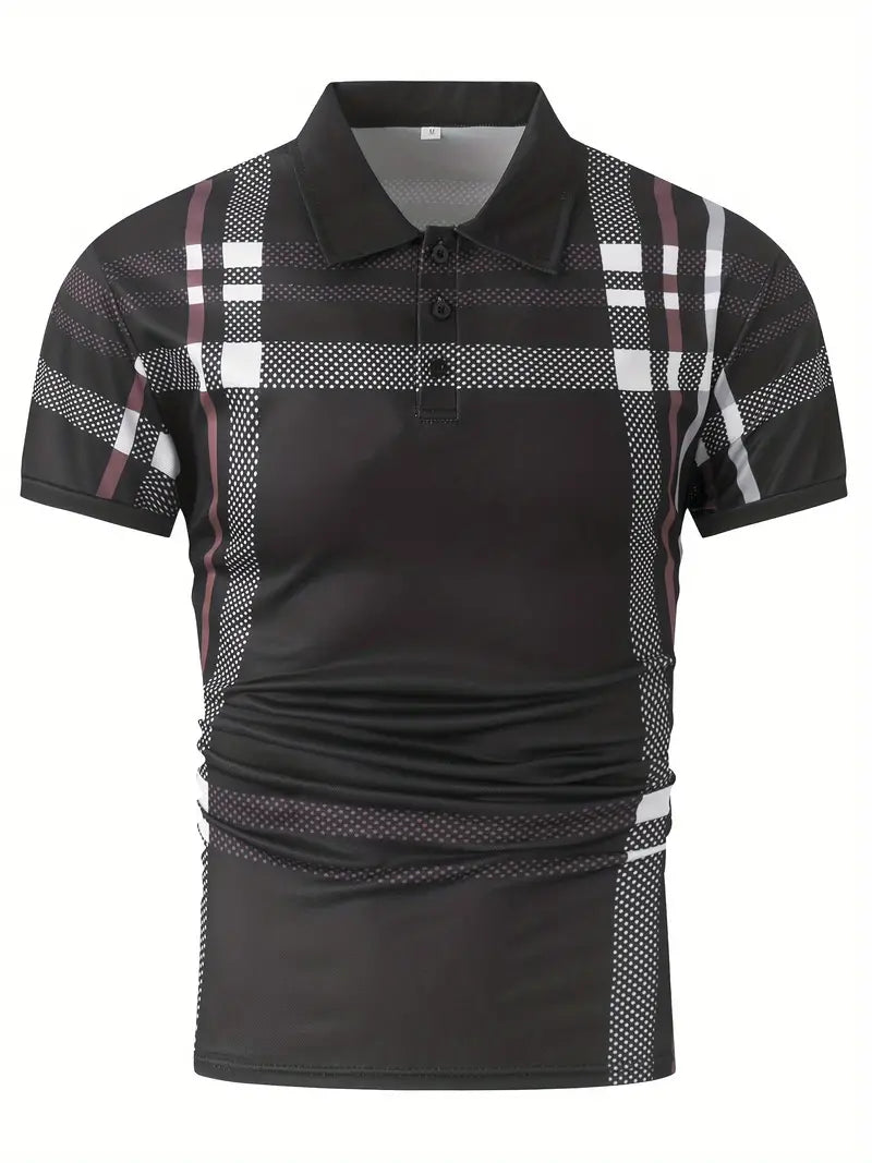Men's Polo Shirt - Slim Fit - Short Sleeve - Classic Collar - Checkered Design