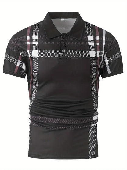 Men's Polo Shirt - Slim Fit - Short Sleeve - Classic Collar - Checkered Design