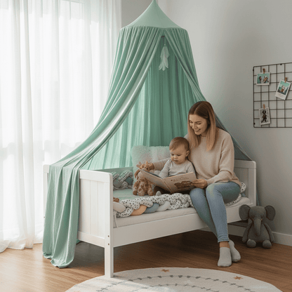 Bohemian Soft Fabric Bed Canopy with Dreamcatcher