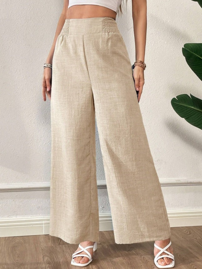Women's Pants – Wide Legs – High Waist – Light and Breathable – Full Length – Elastic Waist