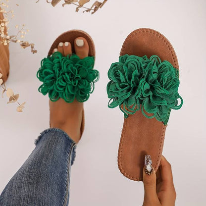 Women's Sandals - Flat Sole - Floral Detail - Comfort & Style for Everyday