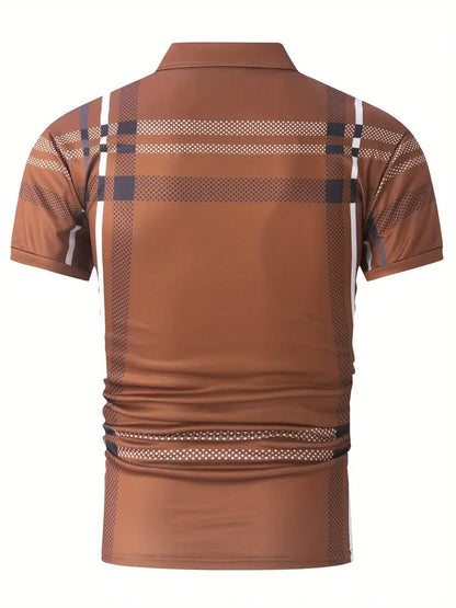 Men's Polo Shirt - Slim Fit - Short Sleeve - Classic Collar - Checkered Design