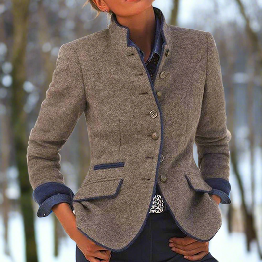 Blazer for Women - Tailored Fit - Wool Blend - High Collar - Elegant & Versatile