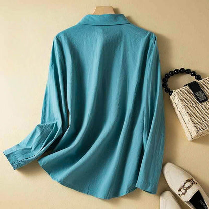 Relaxed Fit Embroidered Collared Shirt for Women – Casual Stylish Comfort