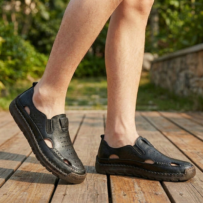 Orthopedic Perforated Slip-On Moccasins for Men – Comfortable & Supportive Design
