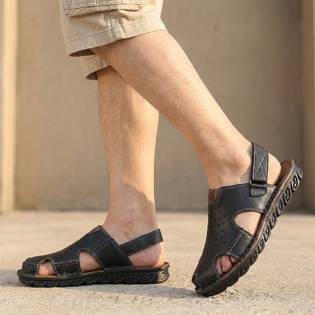 Perforated Cut-Out Closed-Toe Sandals for Men – Orthopedic Support & Non-Slip