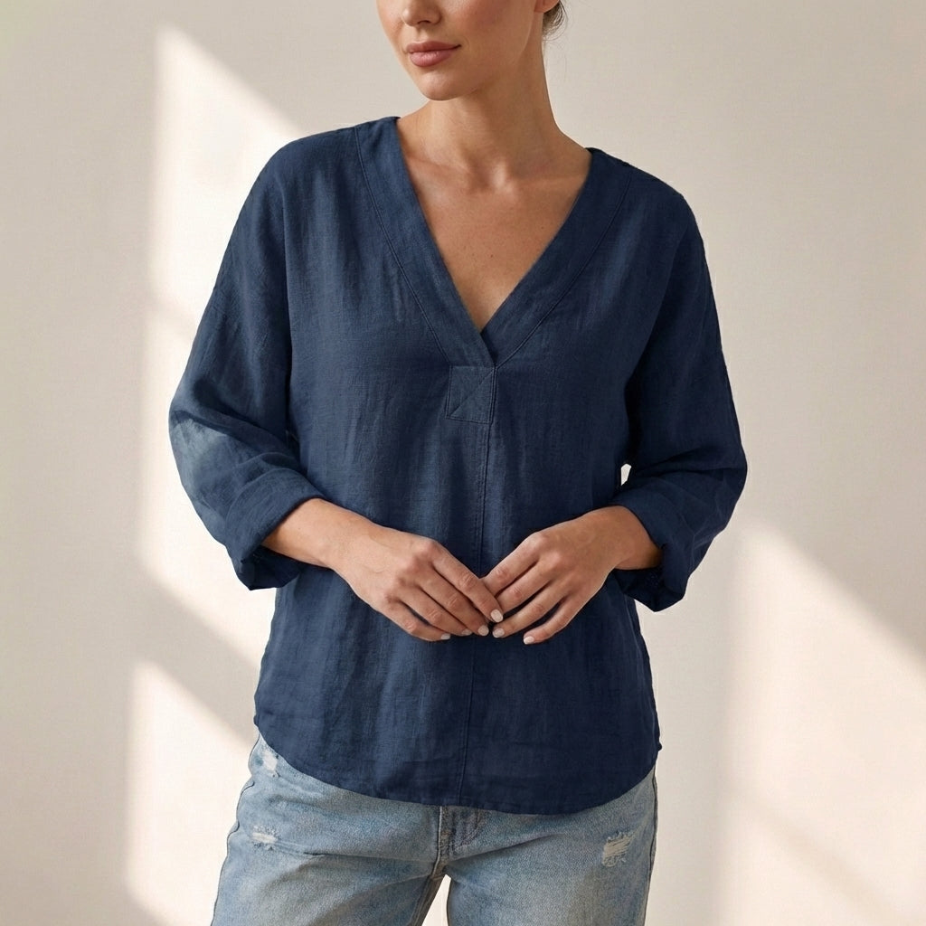Oversized V-Neck Pullover Top for Women – Casual Comfort & Style