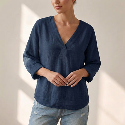 Oversized V-Neck Pullover Top for Women – Casual Comfort & Style