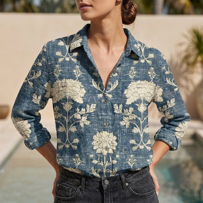 Relaxed Fit Bandana Print Blouse for Women – Stylish Casual Comfort