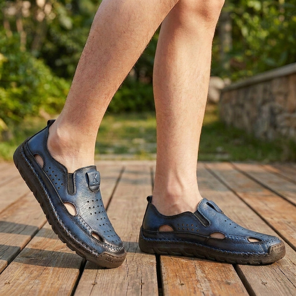 Orthopedic Perforated Slip-On Moccasins for Men – Comfortable & Supportive Design
