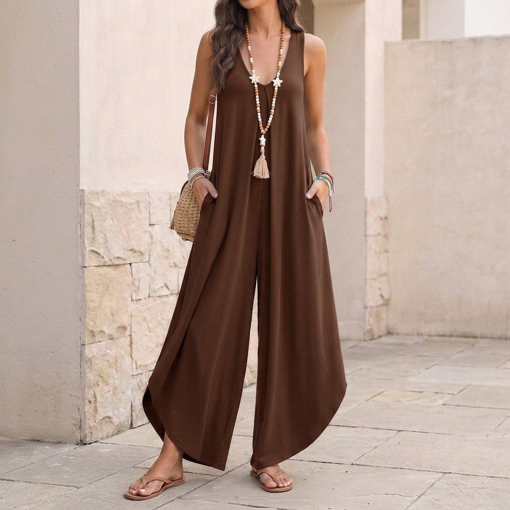 Relaxed Fit Sleeveless Jumpsuit for Women – Comfortable Casual Style