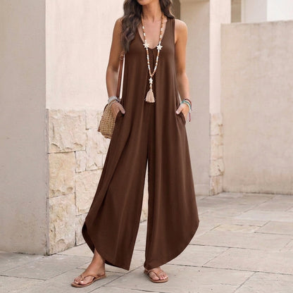 Relaxed Fit Sleeveless Jumpsuit for Women – Comfortable Casual Style