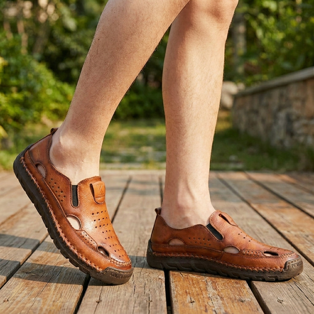 Orthopedic Perforated Slip-On Moccasins for Men – Comfortable & Supportive Design