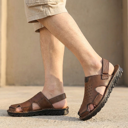 Perforated Cut-Out Closed-Toe Sandals for Men – Orthopedic Support & Non-Slip