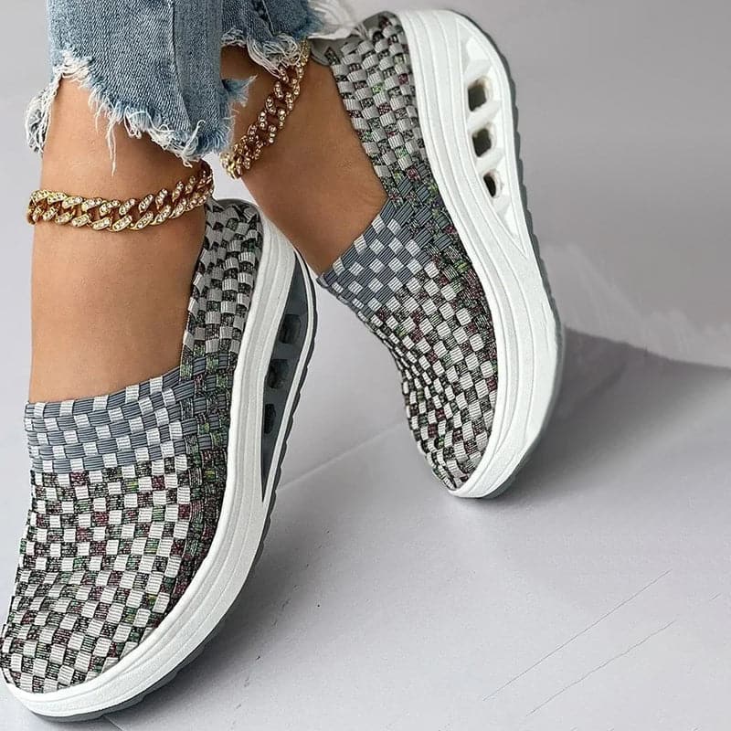 Women's Slip-on Sneakers - Breathable Woven Design - Platform Sole - Lightweight and Comfortable