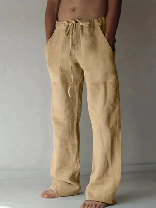 Men's Trousers - Loose Fit - Drawstring Waist - Light and Breathable Linen Blend