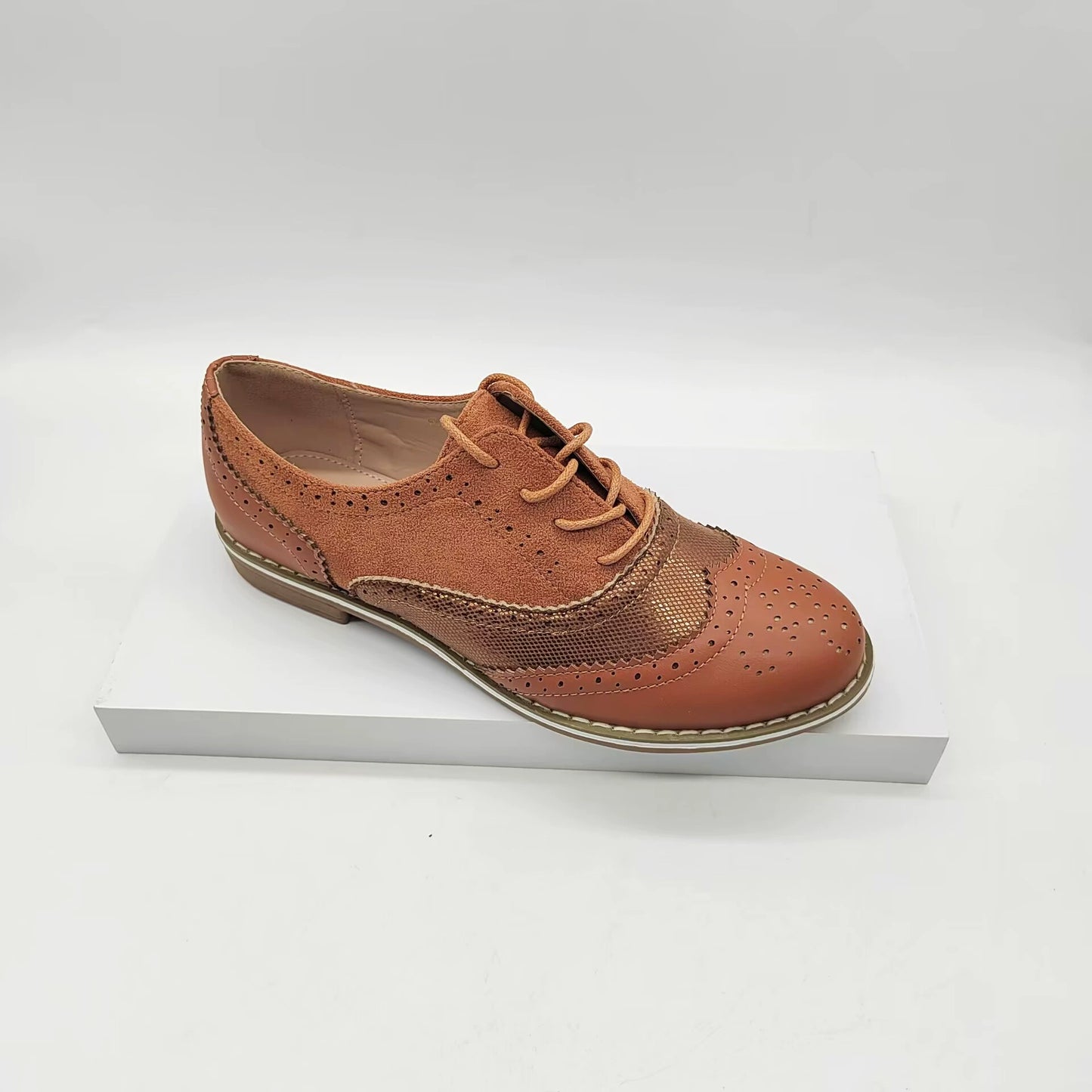 Amelia Leather Brogue Shoes | Lace-Up Perforated Brogue Shoes