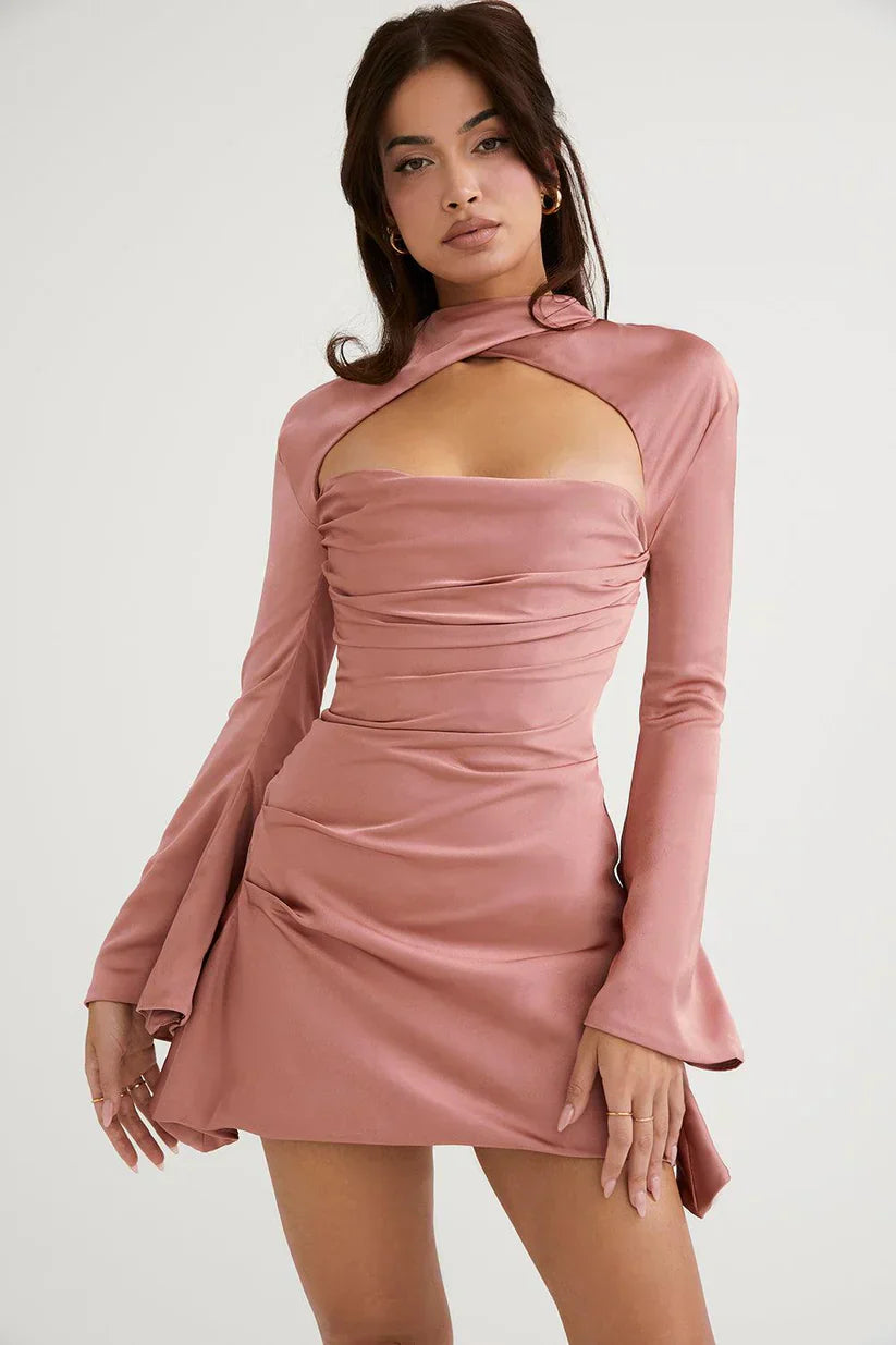 Valentina - Cocktail Dress with Trendy Cut-Out and Long Sleeves for a Bold