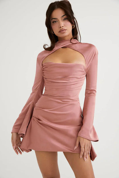 Valentina - Cocktail Dress with Trendy Cut-Out and Long Sleeves for a Bold