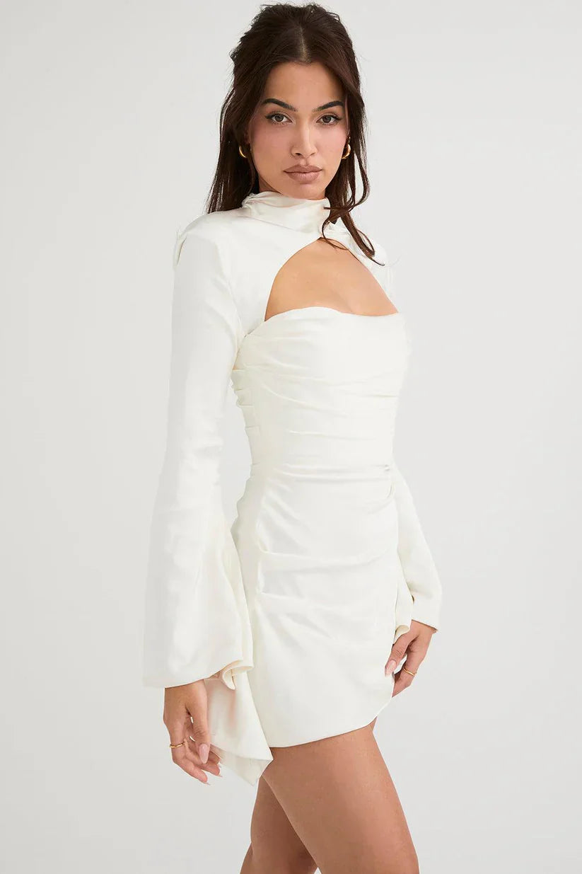 Valentina - Cocktail Dress with Trendy Cut-Out and Long Sleeves for a Bold