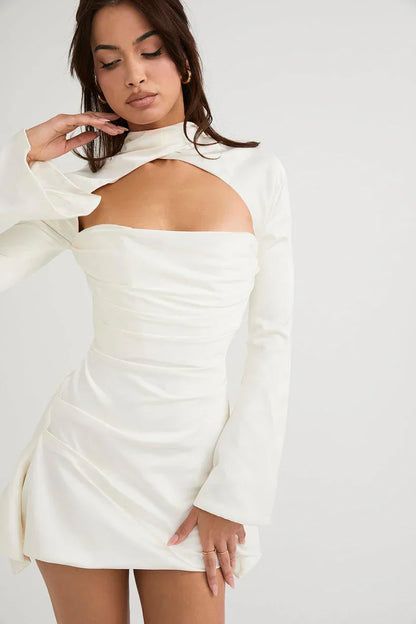 Valentina - Cocktail Dress with Trendy Cut-Out and Long Sleeves for a Bold