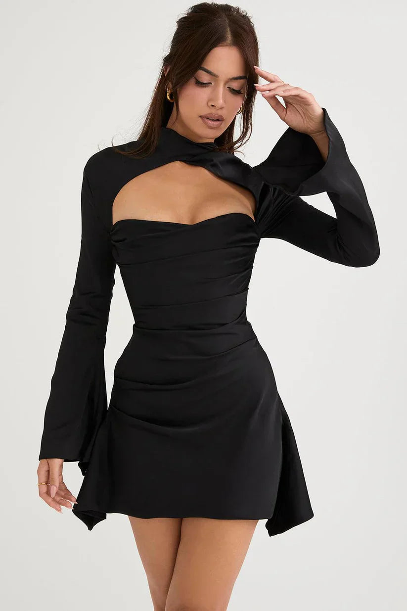 Valentina - Cocktail Dress with Trendy Cut-Out and Long Sleeves for a Bold