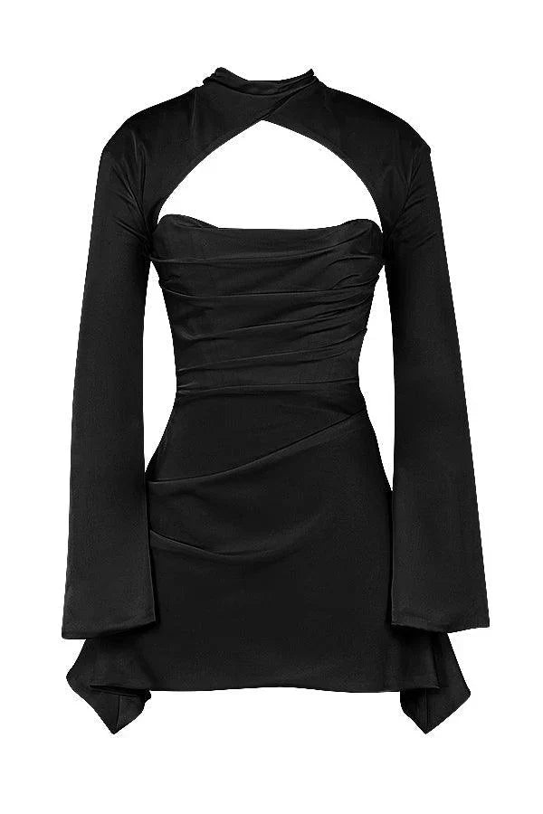 Valentina - Cocktail Dress with Trendy Cut-Out and Long Sleeves for a Bold