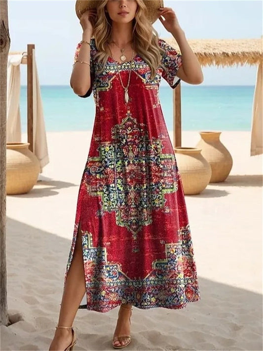 Dress for Women – Midi Length – Relaxed Fit – Breathable Quality – Floral Print