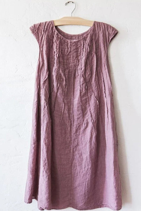 Women's Dress – Sleeveless – Loose Fit – Round Neck – Knee Length – Breathable Structure