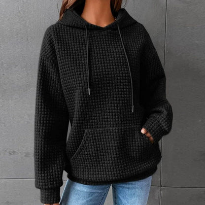 Women's Hoodie – Quilted Design – Relaxed Fit – Kangaroo Pocket – Ribbed Edges
