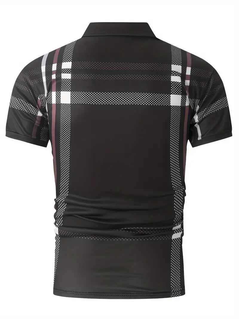Men's Polo Shirt - Slim Fit - Short Sleeve - Classic Collar - Checkered Design