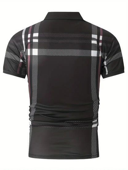 Men's Polo Shirt - Slim Fit - Short Sleeve - Classic Collar - Checkered Design
