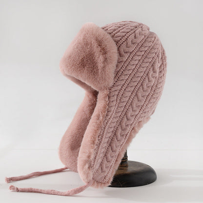 Isla Cable Knit Fur Trim Trapper Hat | Ear Flaps Braided Tie Straps Hat