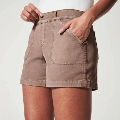 Women's Shorts - Relaxed Fit - Mid Length - With Belt Loops and Pockets