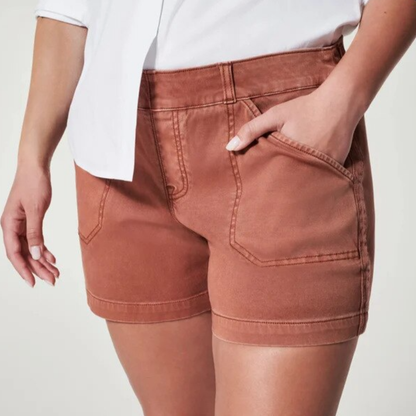 Women's Shorts - Relaxed Fit - Mid Length - With Belt Loops and Pockets