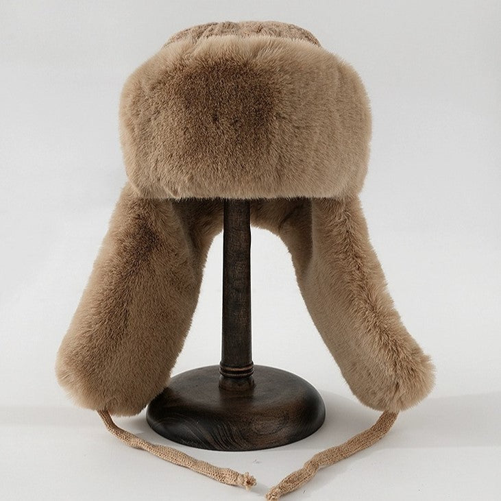 Isla Cable Knit Fur Trim Trapper Hat | Ear Flaps Braided Tie Straps Hat