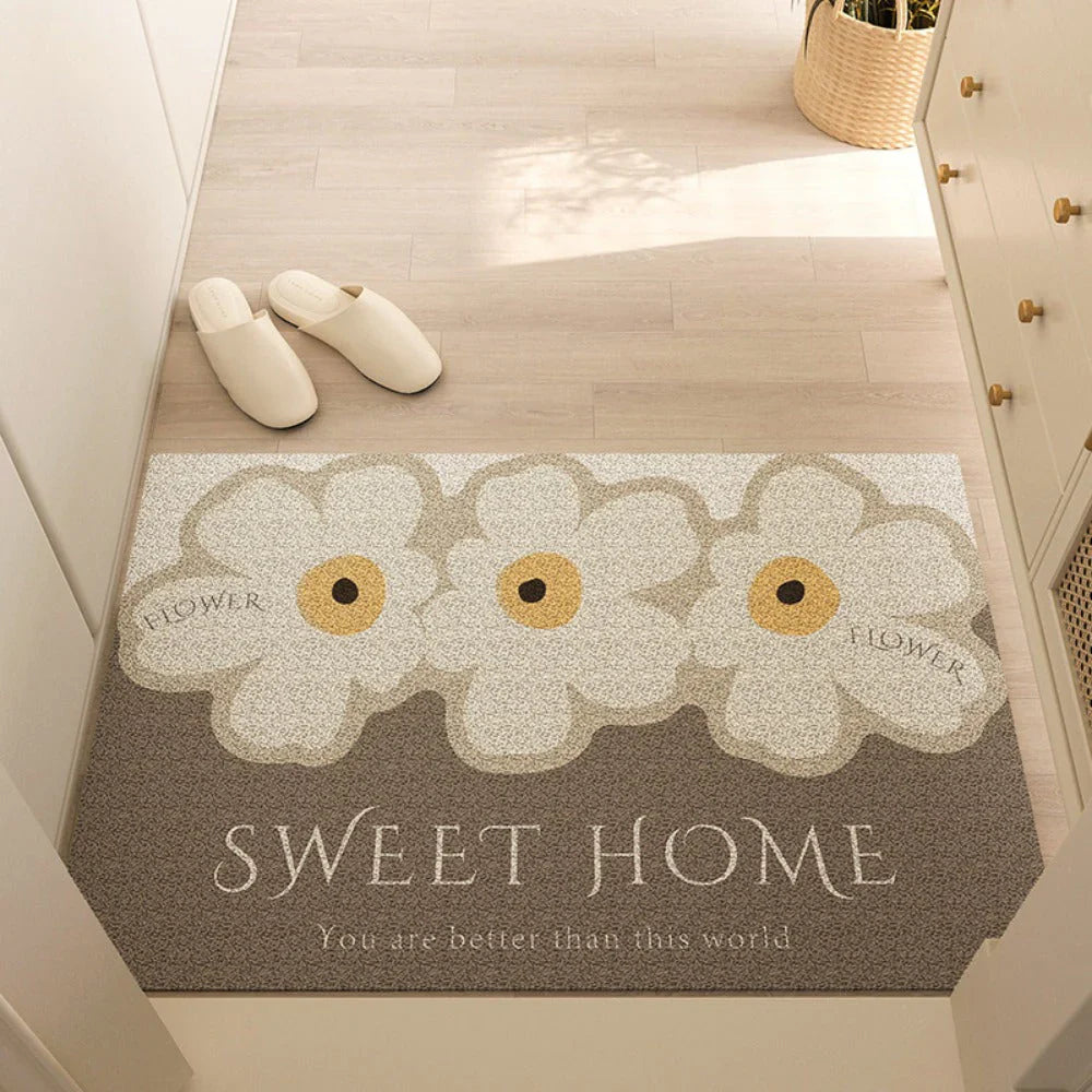 Contemporary Non-Slip Floral Door Mat