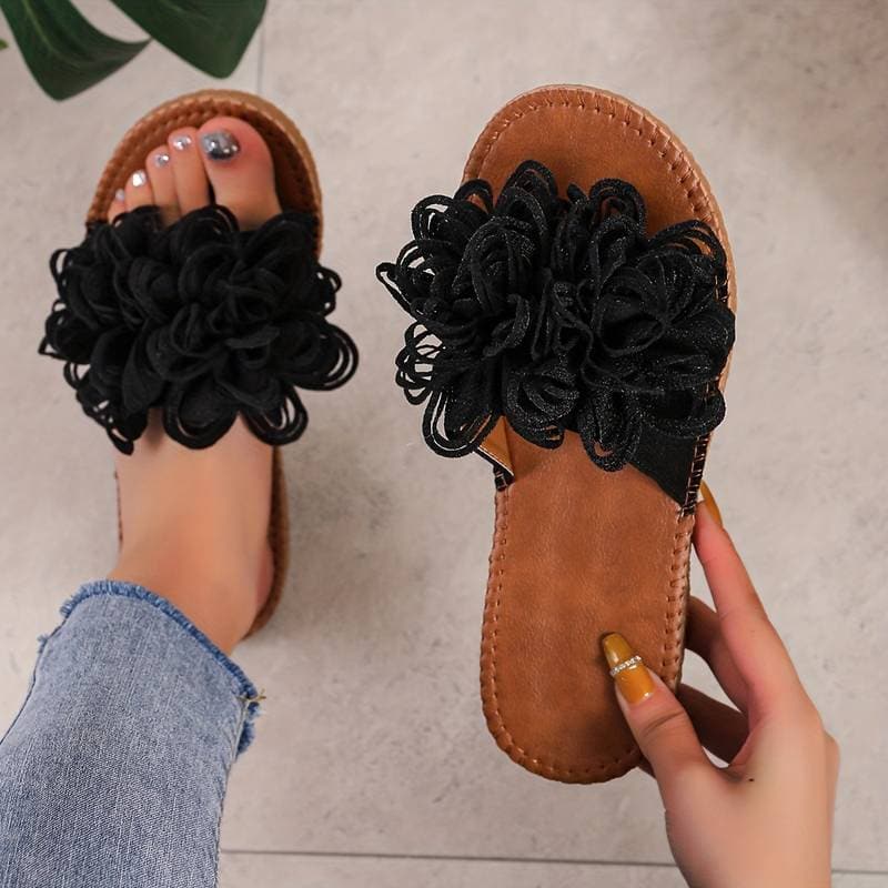 Women's Sandals - Flat Sole - Floral Detail - Comfort & Style for Everyday