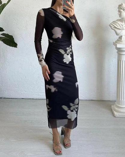 Juliette - Off-shoulder Dress of Chiffon With Print