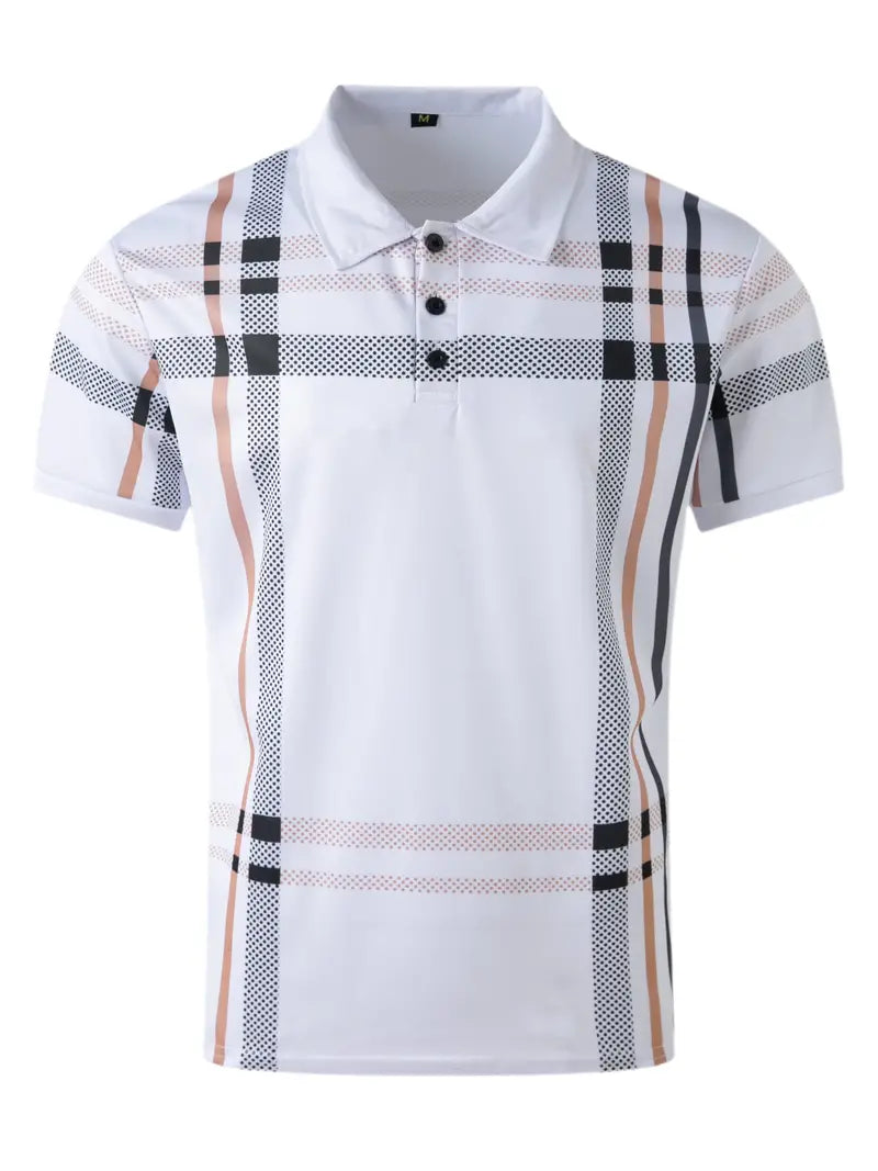 Men's Polo Shirt - Slim Fit - Short Sleeve - Classic Collar - Checkered Design