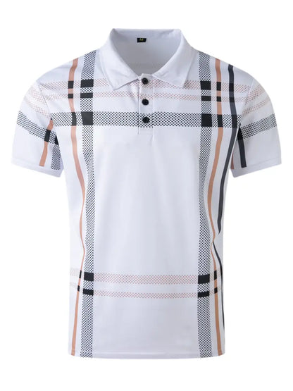 Men's Polo Shirt - Slim Fit - Short Sleeve - Classic Collar - Checkered Design