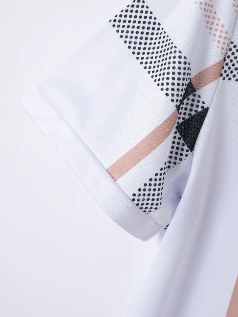 Men's Polo Shirt - Slim Fit - Short Sleeve - Classic Collar - Checkered Design