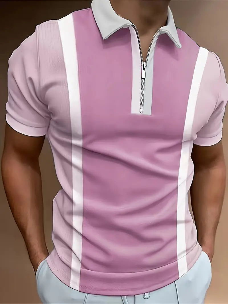 Men's Polo Shirt – Slim Fit – Short Zipper – Stretchable and Breathable Fabric