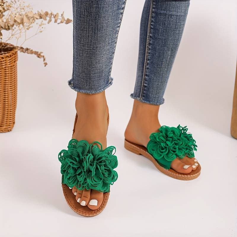 Women's Sandals - Flat Sole - Floral Detail - Comfort & Style for Everyday