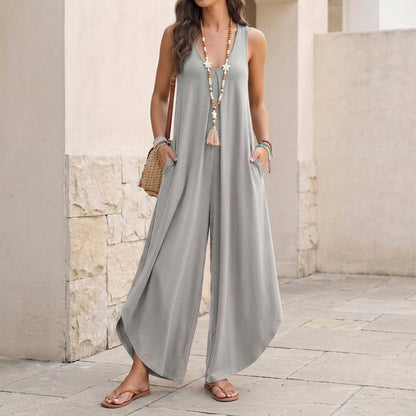 Relaxed Fit Sleeveless Jumpsuit for Women – Comfortable Casual Style