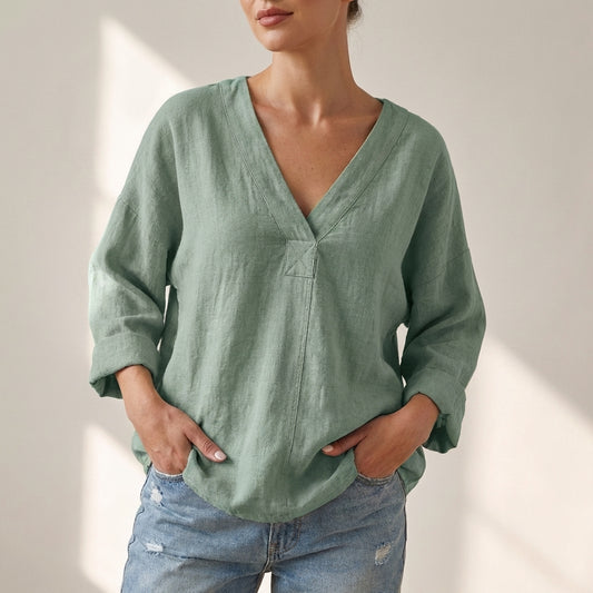 Oversized V-Neck Pullover Top for Women – Casual Comfort & Style